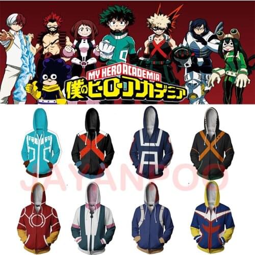 JAYANPOO Fashion My Hero academia Anime Cosplay Costumes Sweatshirt zipper Hoodie My Hero Academy Halloween accessory costume