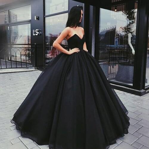 Classic Sweetheart Ball Gown Floor Length Black Red Ball Gown Prom Dress Cheap