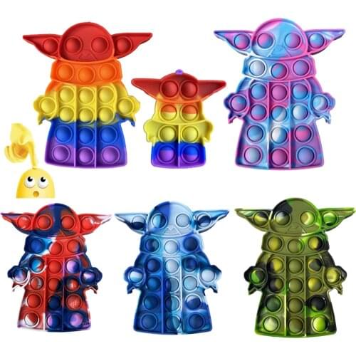 Mandalorian Baby Yoda Push Bubble Sensory Toy Autism Squishy Stress Reliever Toys Adult Kids Keychain Relief Funny Fidget Toys