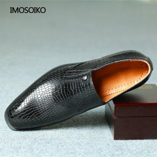 Spring And Autumn Mens Comfortable Fashion Sets Business Gentlemen Classic Crocodile Pattern Striped Plaid Leather Casual Shoes