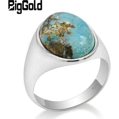 Real 925 Sterling Silver Ring for Man With Blue Natural Stone Vintage Elegant Rings Male Women Unisex Turkish Handmade Jewelry