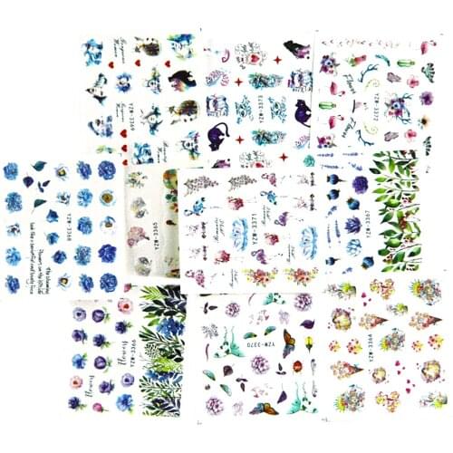 Nail Watermark Sticker Cartoon Leaf Tree Nail Diy Sticker Leaves Transfer Decals Nail Stickers Art Decoration Slider For Nails