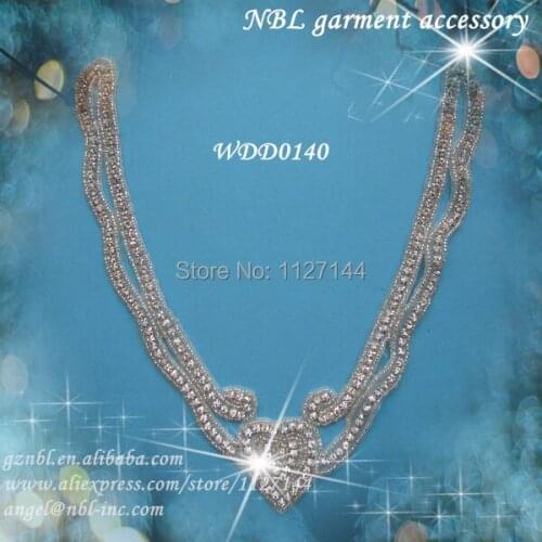 Neck rhinestone appliques patch for wedding dresses WDD0140