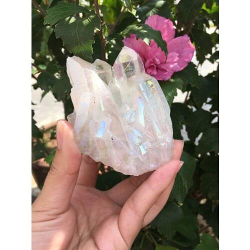 220g Natural and beautiful white electroplated quartz