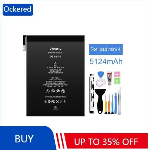 Ockered 5124mAh Original Battery for Ipad Mini4 Battery for IPad Mini 4 A1538 A1546 A1550 Replacement Batteries with Free Tools