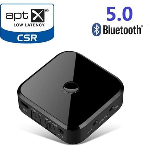 PATCHSKY Aptx 2 in 1 Bluetooth 5.0 Receiver Transmitter Wireless Audio 3.5mm or optical fiber For Smartphone PC TV Headphone STB