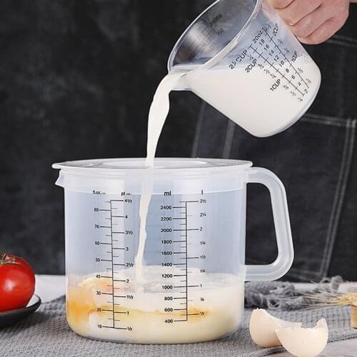 Hot Plastic Ounce Measuring Cups and Mixing Pitcher for Baking with Lid Liquid Measuring Jugs Jar in Ml with Splash Guard
