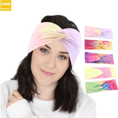 New Tie-dye Stretch Cotton Headband for Women Elastic Headwear Turban Head Scarf Ladies Bandage Head Wrap Hair Accessories