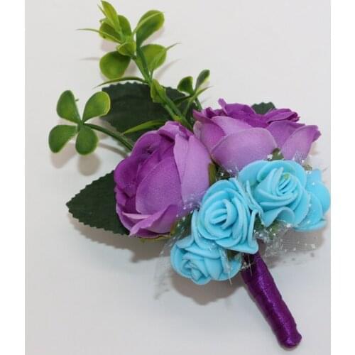 REDJCK 10 Pcs\lot Guest Boutonniere Pins Handmade DIY Silk Rose Artificial Brooch Corsage Flowers For Party Clothes Decoration