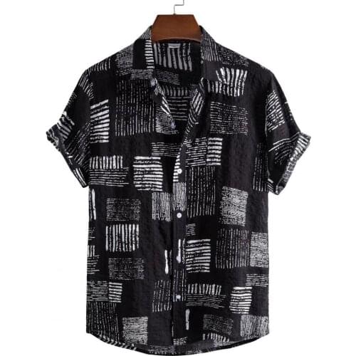 Men Shirt Short Sleeve Men Shirt Turn-down Collar Soft Print Loose Summer Shirt Buttons Closure Thin Casual Shirt Streerwear