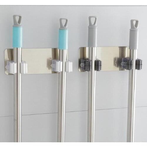 Self-adhesive Mop Broom Holder Hanger Bathroom Kitchen Storage Rack Broom Wall Hanging Buckle Clip