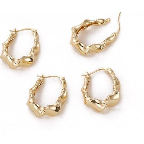 2PCS Wavy U Shape Ear Studs Silver Needle Plating 14K Gold Superior Quality Charms for Jewelry Findings Making DIY Accessories