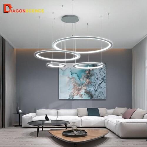 Dragonscence Modern Led Chandeliers for Living Room Bedroom Dining Room Business Occasion Luxury Hang Ring Chandelier