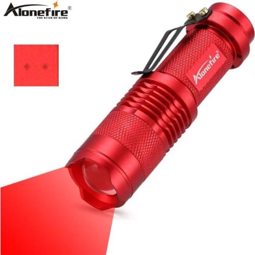 AloneFire SK68 Red Light Flashlight Red Hunting Tactical Torch bees Fishing blood vessels Hotel camera Detector light AA battery
