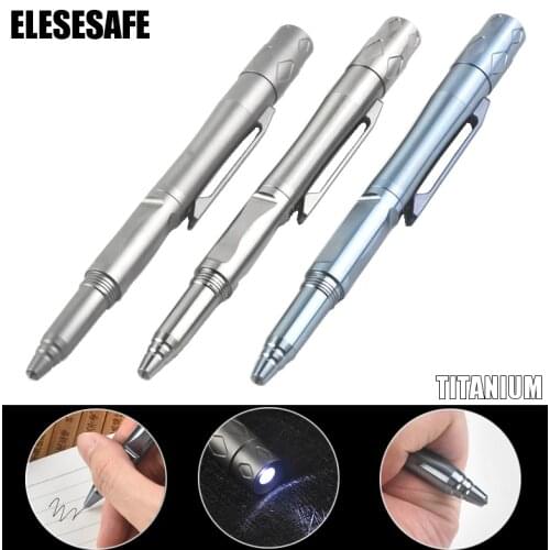 2020 TC4 Titanium Tactical Pen Self Defense Flashlight Emergency Glass Breaker Portable Writing Pen For Outdoor Survival Tools