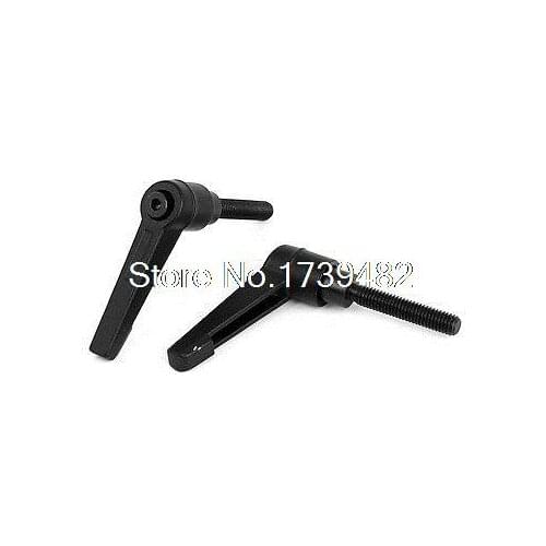 M6 x 32mm Male Thread Lathe Machine Metal Adjustable Handle Lever Grip 2pcs
