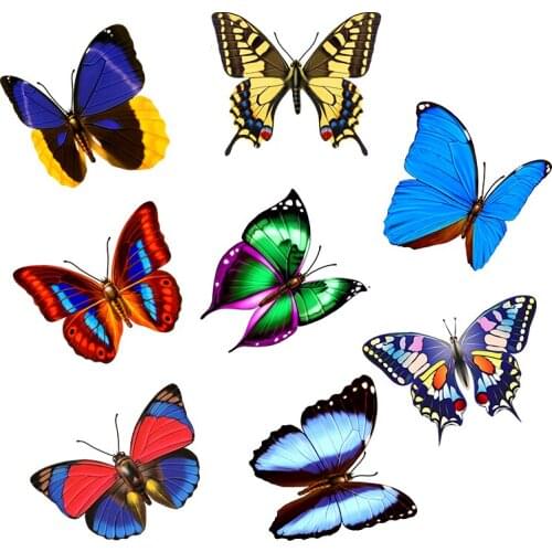 Three Ratels QC152 Exquisite color butterfly series Blue and red butterfly studio sticker Wall decoration of living room