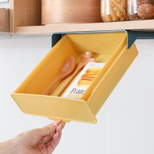 Under Drawer Box Hidden Table Under Paste Plastic Kitchen Storage Holder Desk Organizer Memo Pen Stationery Storage Box Case Big