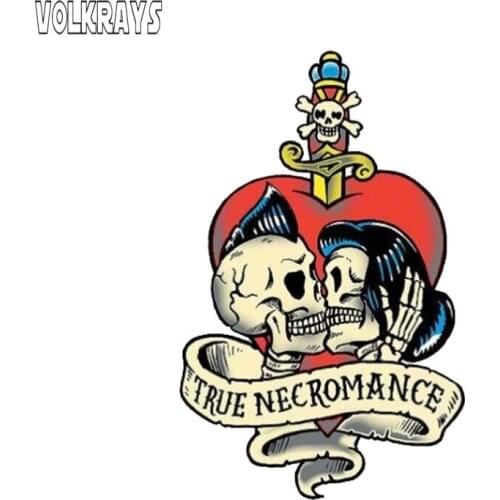 Volkrays Fashion Car Sticker True Necromance Heart Dagger Skeletons Accessorie Waterpoof PVC Decal for Subaru Lada Golf,10cm*6cm