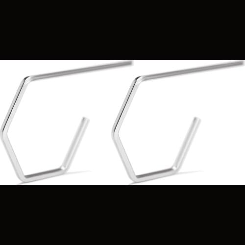 Opening Hexagon Thin Stick Golden Silver Plated Metallic Stud Earrings for Women