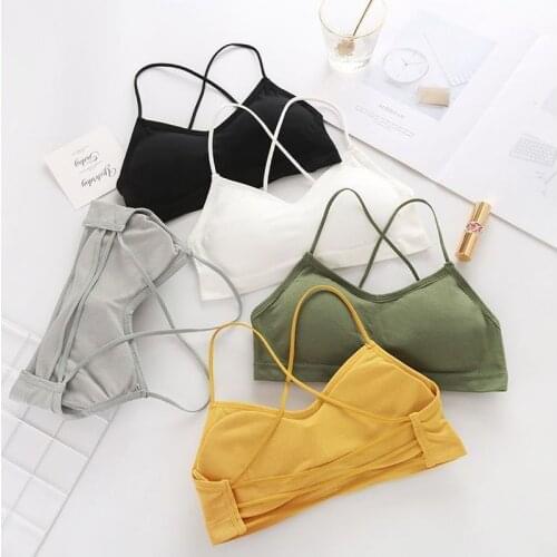 Womens Tube Top Korean Sports Underwear Beauty Back Wrapped Chest No Steel Ring Sexy Gathering Base Thickening Camisole Cropped
