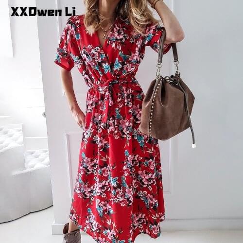 Summer Casual Floral Print Belt Short Sleeve Maxi Dress For Women 2021 Straps Elegant Vintage Dresses Fashion Woman Long Dress