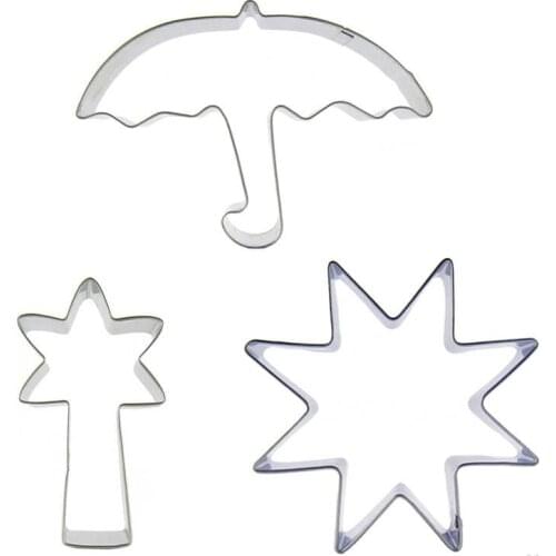 Umbrella, Magic wand, Octagonal star shaped 3 piece biscuit cutting molds, baking tools, cake decorating soft candy tools