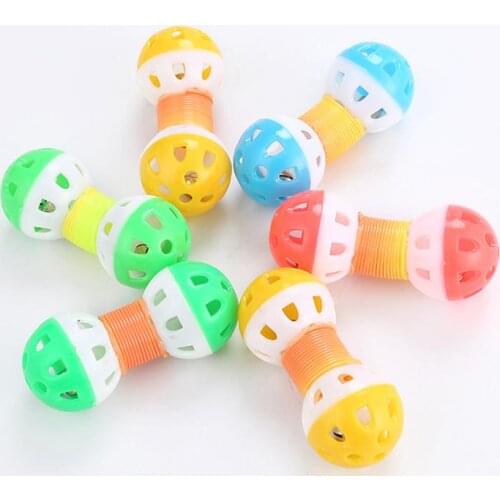 1pc Cat Toy Funny Spring Bell Dumbbell Shape Cat Teaser Toy Cat Interactive Toy Random Color Only 1pc