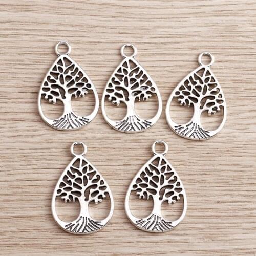 10pcs 21*32mm Life Tree Pendants Charms for Jewelry Findings DIY Water Drop Charms Earrings Necklaces Handmade Crafts Making