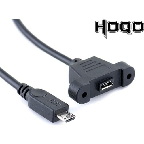 10PCS Extension Cable 50cm Androd Micro USB Male Connector To Micro USB 2.0 Female Connecter with Screws Panel Mount Hole