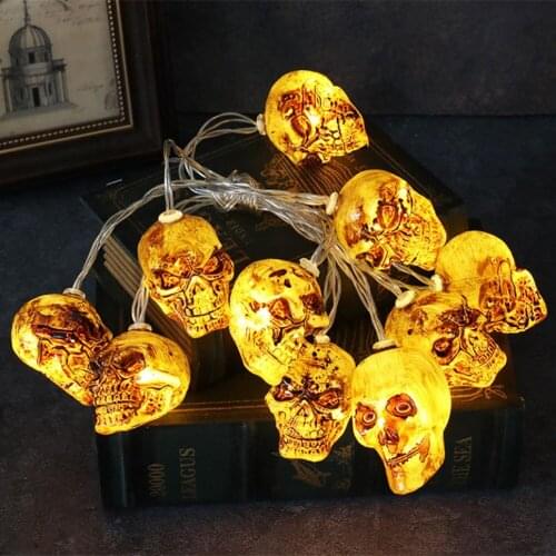 2m 10Led Halloween Pumpkin Ghost Skeletons Bat Spider Led String Lights Haunted House Bar Party Decor Supplies Halloween Ornamen