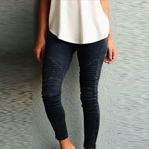 50%HOTWomen Fashion Solid Color Elastic Waistband Slim Skinny Pencil Pant Trouser