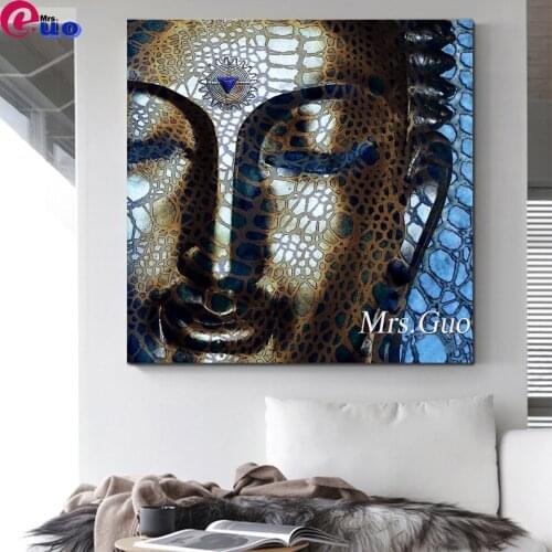 5D Diamond Painting Full Square/Round "Web of Dharma -Modern Blue Buddha Art"Picture DIY Diamond Embroidery Religious Home Decor