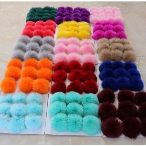 6cm Fashion Soft Fluffy Fox Fur Pom Pom Ball with elastic band Multicolor for Cap and garment Accessories DIY