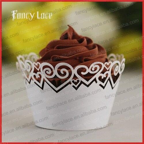 60PCS Valentine Party Decorations Laser Cut Cupcake Wrappers,Love Heart Cupcake Wrappers Party Cup Cakes Liners Wedding Favor