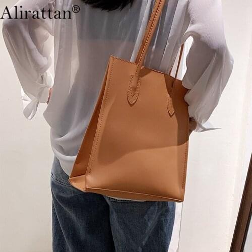 Alirattan New PU Leather Shoulder Bag For Women 2021 Designer Large Capacity Shopping Bag Fashion Luxury Brand Shoulder Tote