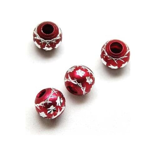 Aluminium Round Beads 12mm ,Red