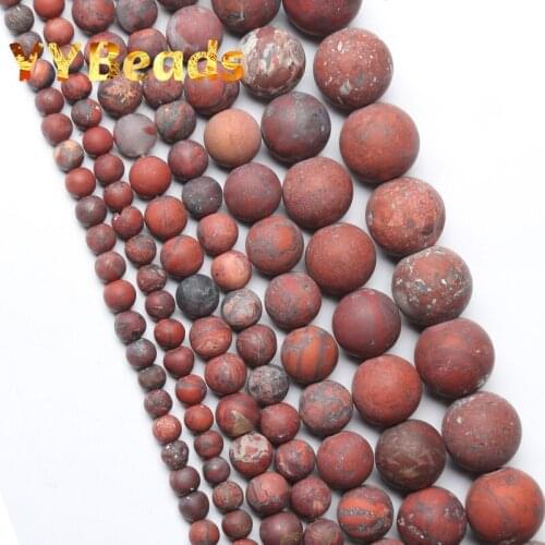 Natural Matte Dull Polish Red Breciated Jaspers Gem Stone Beads Spacer Beads For Jewelry Making Charm Bracelet 15" 4 6 8 10 12mm
