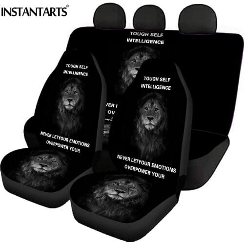 INSTANTARTS Fearless Lion Inspirational Quotes Pattern Comfortable Car Interior Decor Front&Rear Car Seat Cover Car Seat Cushion