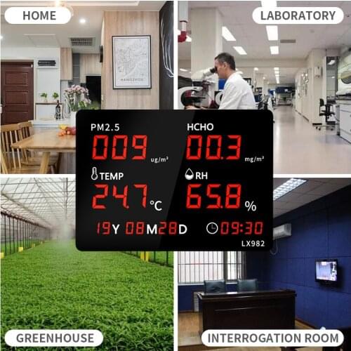 Air Quality Detection PM2.5 HCHO Thermometer Hygrometer Monitoring Alarm Perpetual Calendar Time Wall Mount For Indoor