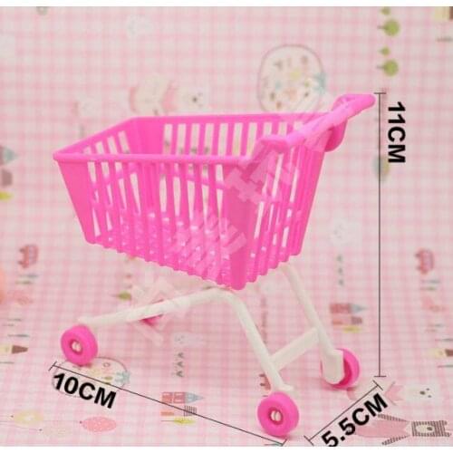 Kids Toy Dollhouse Mini Cute Supermarket Pretend Play Handcarts Shopping Cart Mode Storage Accessores Toys For Barbie Dolls