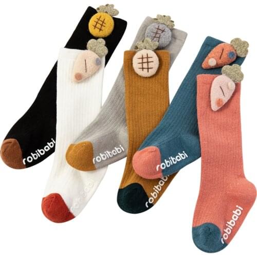 Newborn Baby Girls Boys Knee High Sock Pineapple Cartoon Warm Anti-Slip Infant Toddler Cotton Autumn Spring Leg Warmer 0-5T