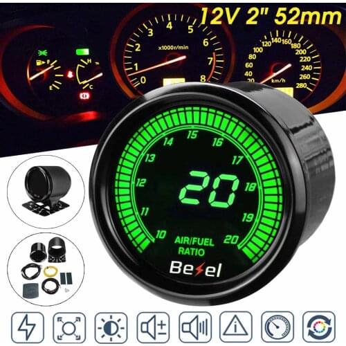 2" 52mm Car Auto Air / Fuel Ratio Gauge Meter AFR Digital LED Display Black Face Gauge Holder Free