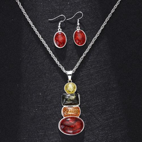 Colourful Individual package Gift Plated Jewelry Sets Necklace Earrings Fashionable Wedding Sets Simple Gifts that women