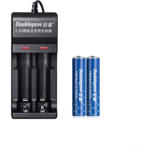 2PCS high power 1000mWh 1.5v AAA rechargeable lithium battery microphone camera lithium battery + 2 slot USB smart charger