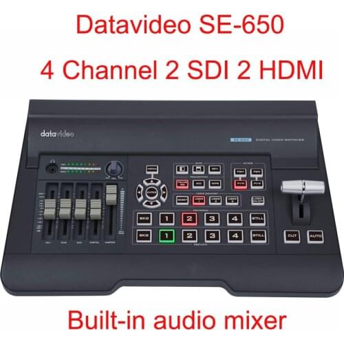 Datavideo SE-650 mini Switcher 4 Channel 2 SDI 2 HDMI inputs Video Directed Built-in audio mixer animations and backgrounds