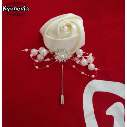Kyunovia Fashion Ribbon Rose Flower Brooch Lapel Pin for men Suit Buttonholes Women Cloth Flower Brooch Jewelry Accessories BY18