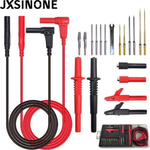 JXSINONE P1308E Multimeter Probes Test Lead Kit Replaceable Gold-Plated Sharp Needle Wire Piercing Set Alligator Clips