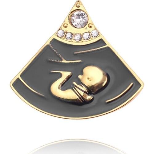 New B-mode Pregnancy Shape Safety Brooch Gold Rose Gold color Fetal Shape Inlaid Rhinestone Brooch For Freshmen Special gifts