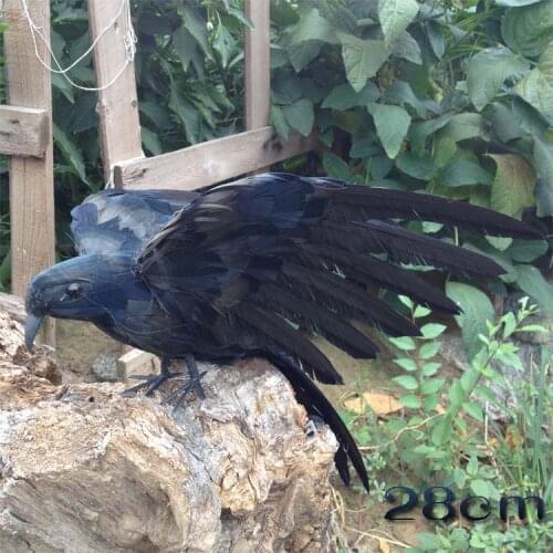 New simulation wings crow model foam&furs black crow bird doll gift about 28cm 1779